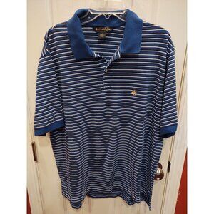 Brooks Brothers XL Performance Knit Polo Mens Blue Striped Short Sleeve